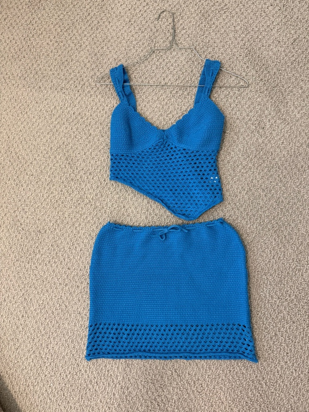 Blue Crochet Knit Set